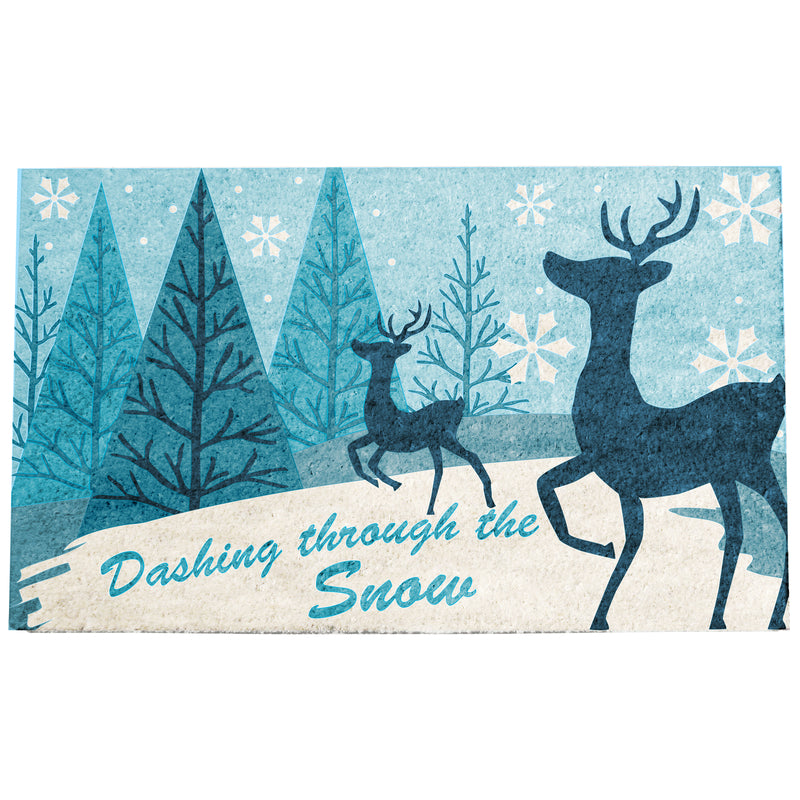 Robert Allen MAT01801 Dashing Reindeer Through The Snow Door Mat, Vinyl