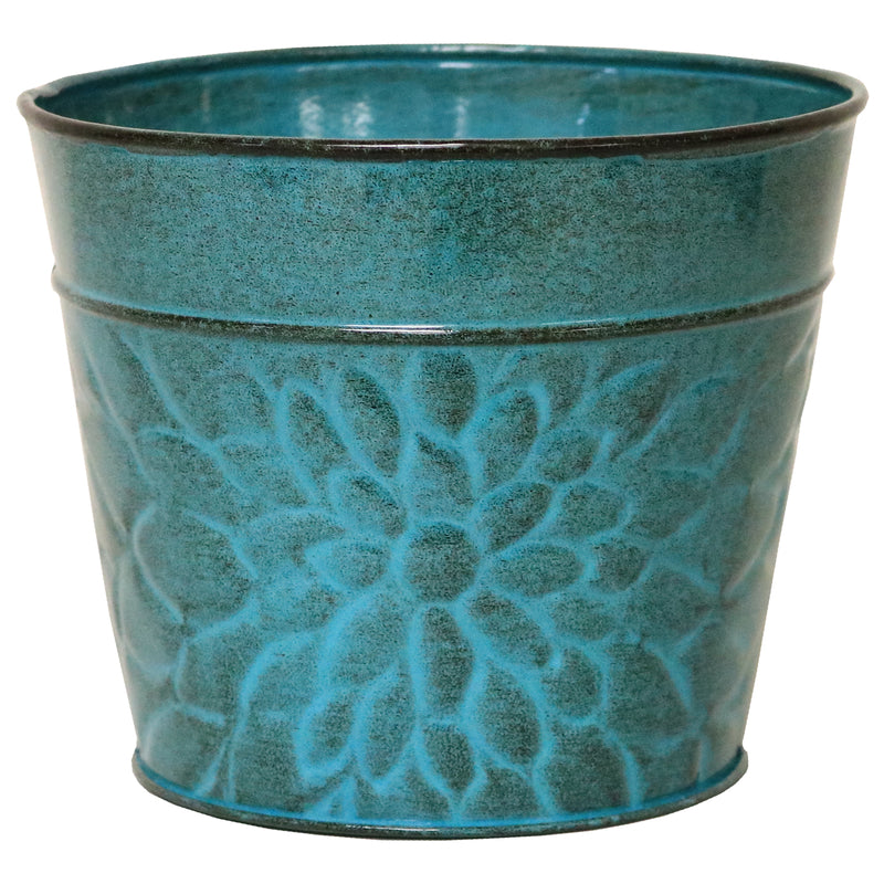 Robert Allen MPT02002 IronStone Laurel Round Planter, Lagoon Blue