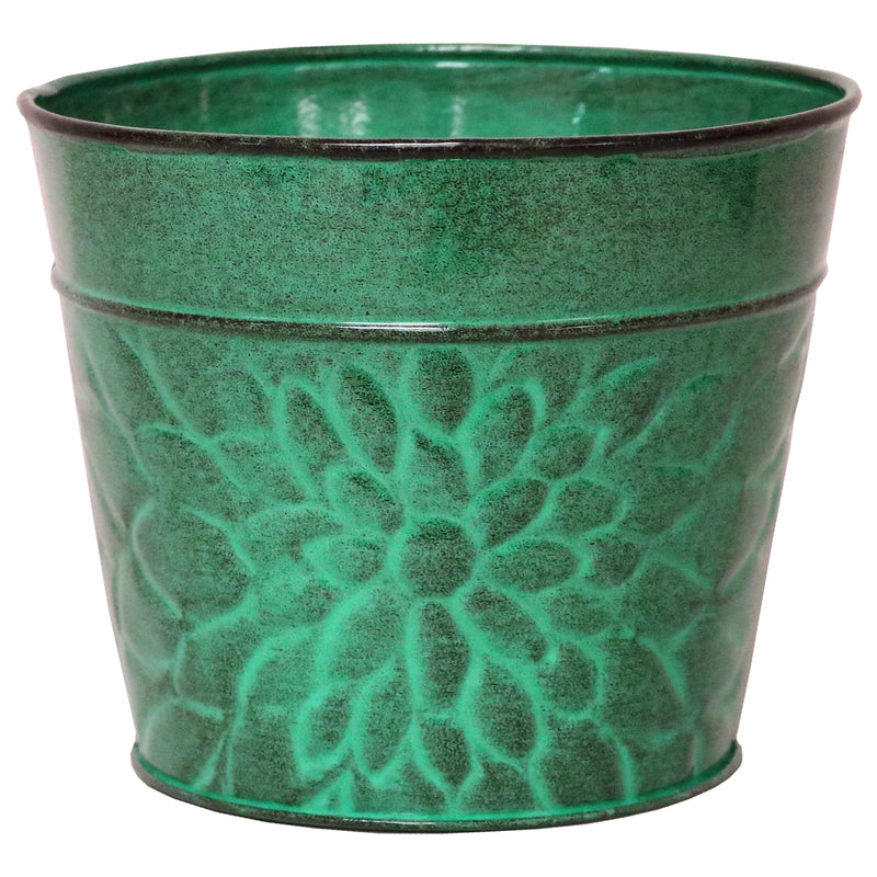 Robert Allen MPT02001 IronStone Laurel Round Planter, Aqua Green