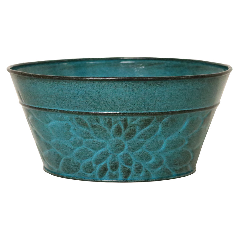 Robert Allen MPT02008 IronStone Laurel Bowl Planter, Lagoon Blue