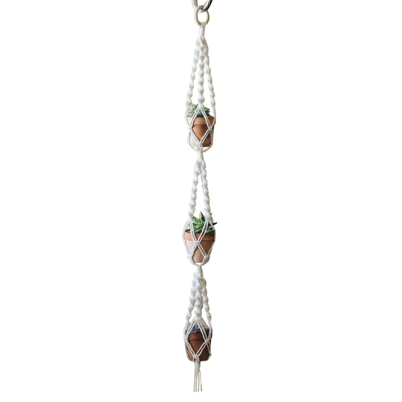 Primitive Planters 9437 Triple Plant Hanger, White, 56 inches