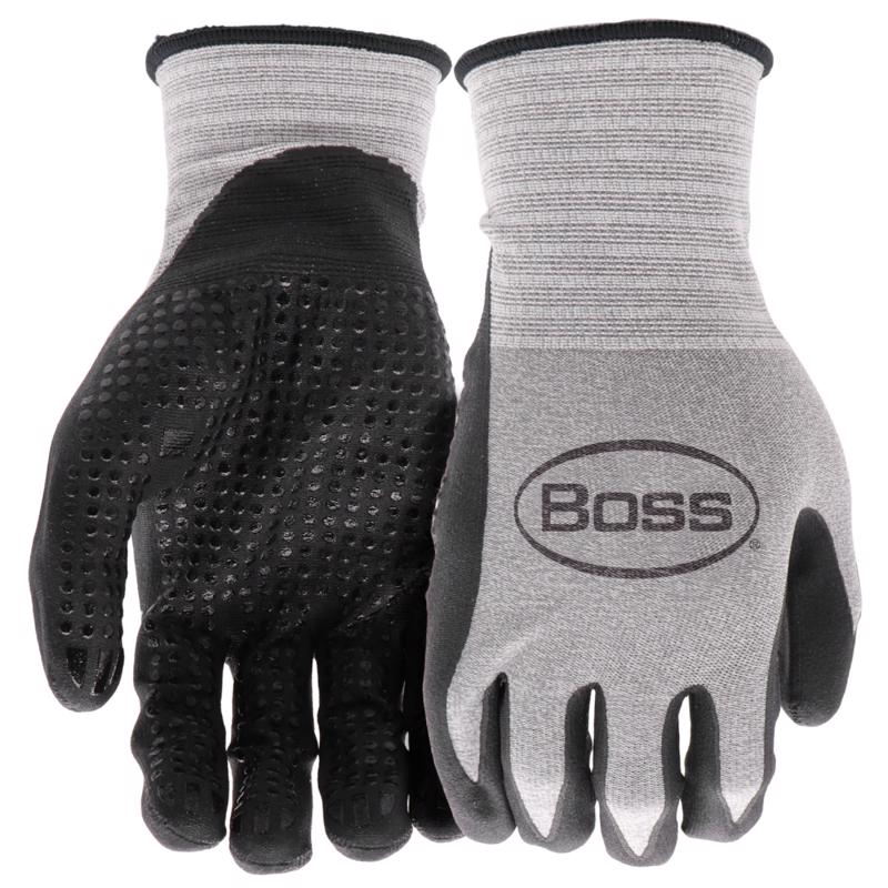 Boss B31181-L Unisex Grip Gloves, Black/Gray, Large