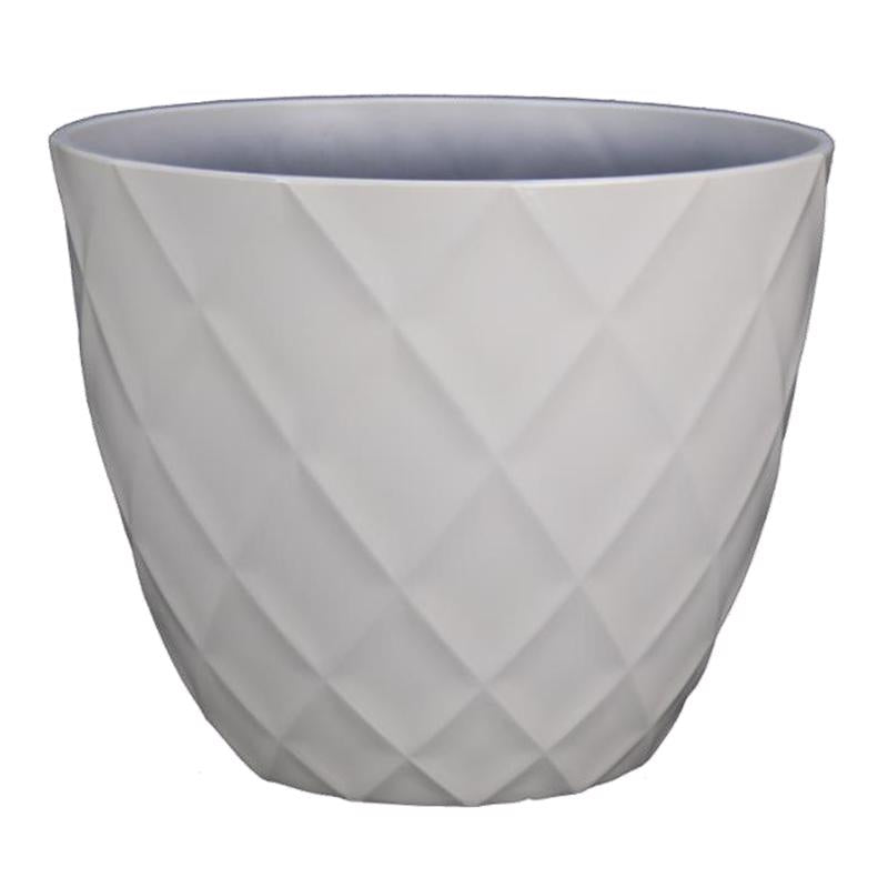 L&G Solutions PVD1916PWI Diamond Round Planter, White