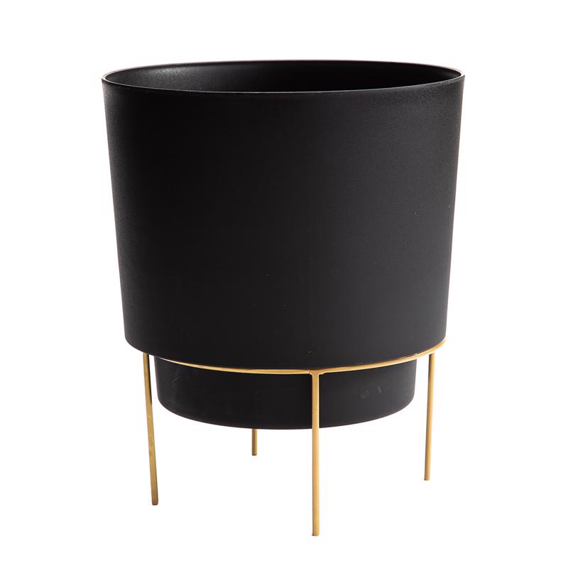 Bloem HOP1000-M Hopson Round Planter with Stand, Black