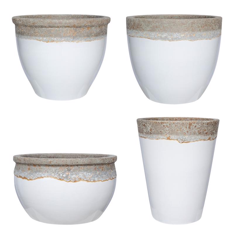 Michael Carr Designs 1308BVOLWHIT Pottery Ceramic Planter, White, 14 inches