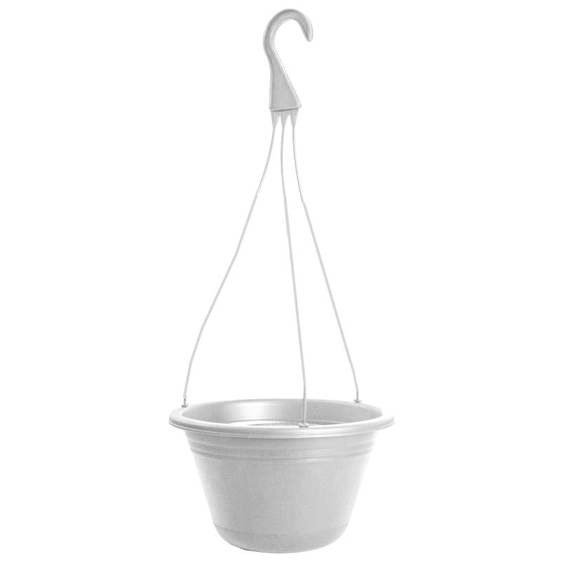 Rugg 10 in. D Polyresin Round Tapered Hanging Basket White
