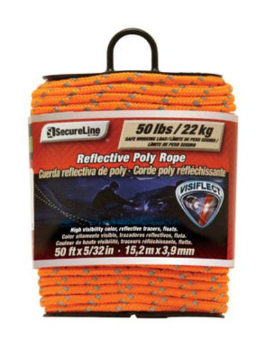 Secureline RMFPO3250 Visiflect Rope With Winder, 5/32" x 50', Orange