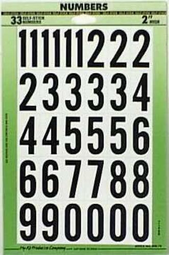 Hy-Ko MM-7N Vinyl Numbers Black On White Self-Adhesive, 2"