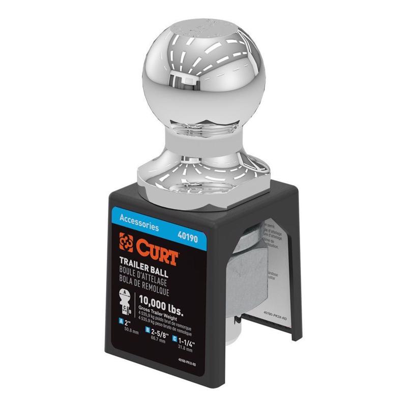 Curt 40190 Hitch Ball, Silver, Forged Steel