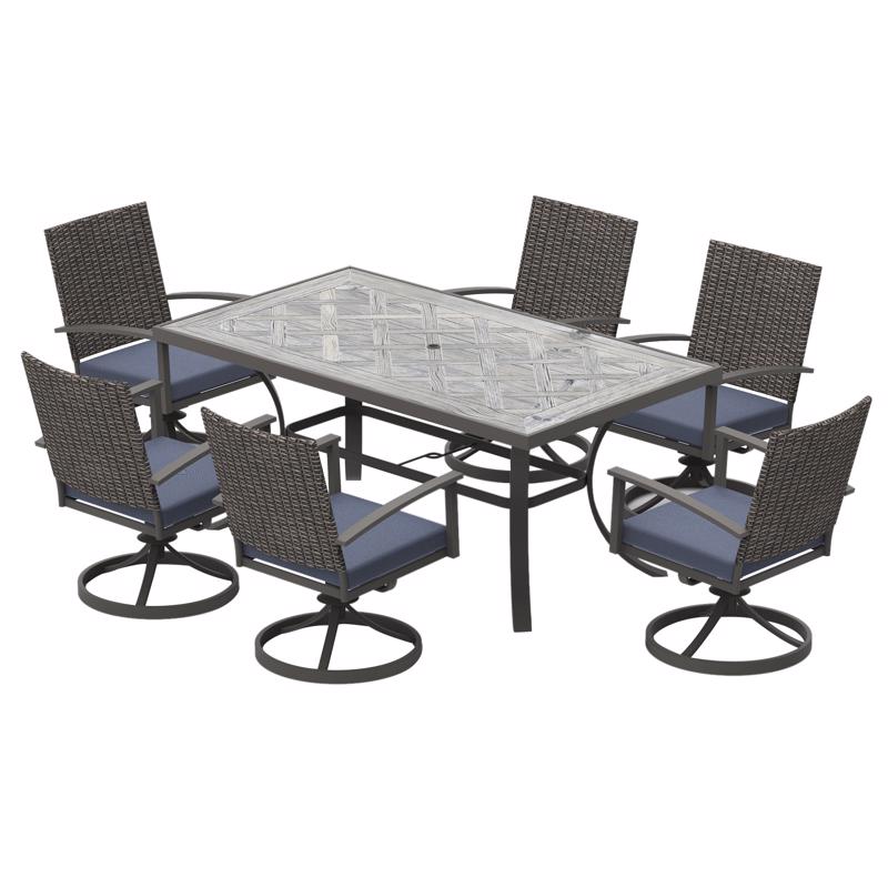 Living Accents ACE23019 Davenport Swivel Dining Set, Aluminum