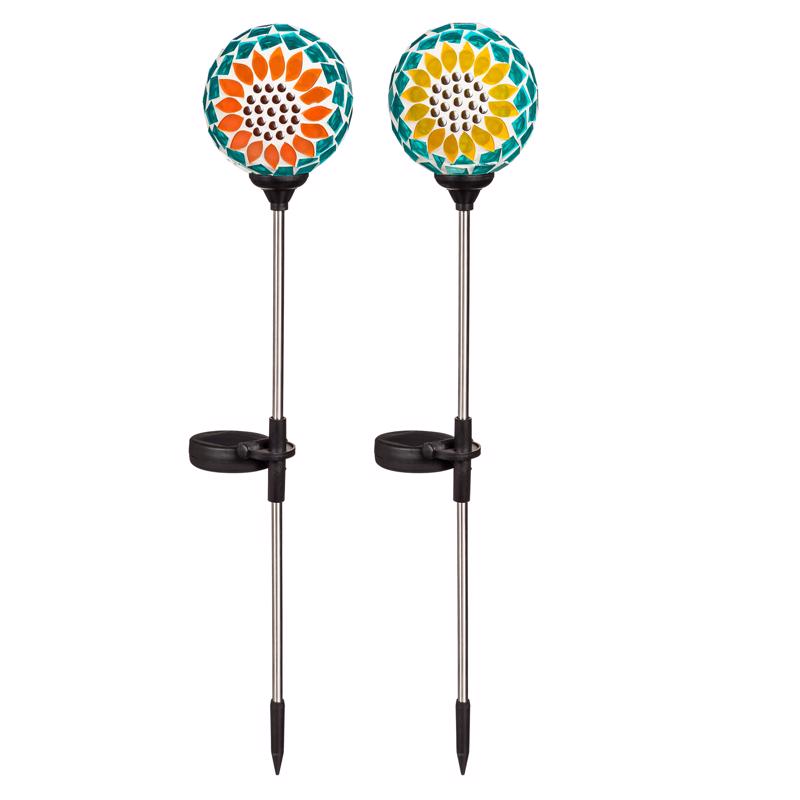 Luminous Garden ZAC2SP6942 Sunflower Mosaic Solar Garden Stake, 22 Inch