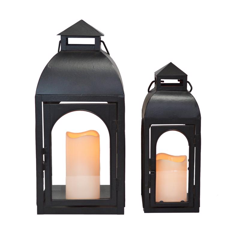 Smart Living 84149-LC2 Dome LED Candle Lantern, Black