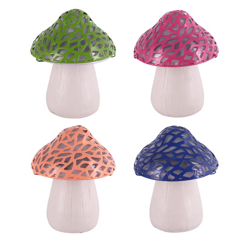 Luminous Garden ZAC2SP20106B Mushroom Statue, Assorted Colors, Metal/Resin