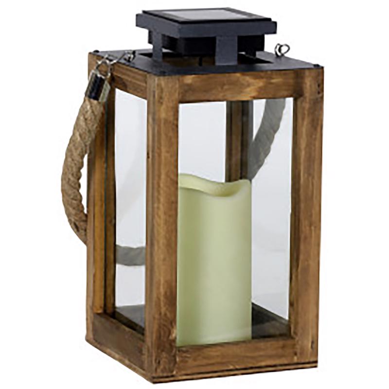 Exhart 17969 Solar Lantern With Candle, Black/Brown