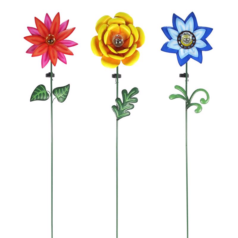 Alpine RGG699A Flower Solar Garden Stake, Multicolored