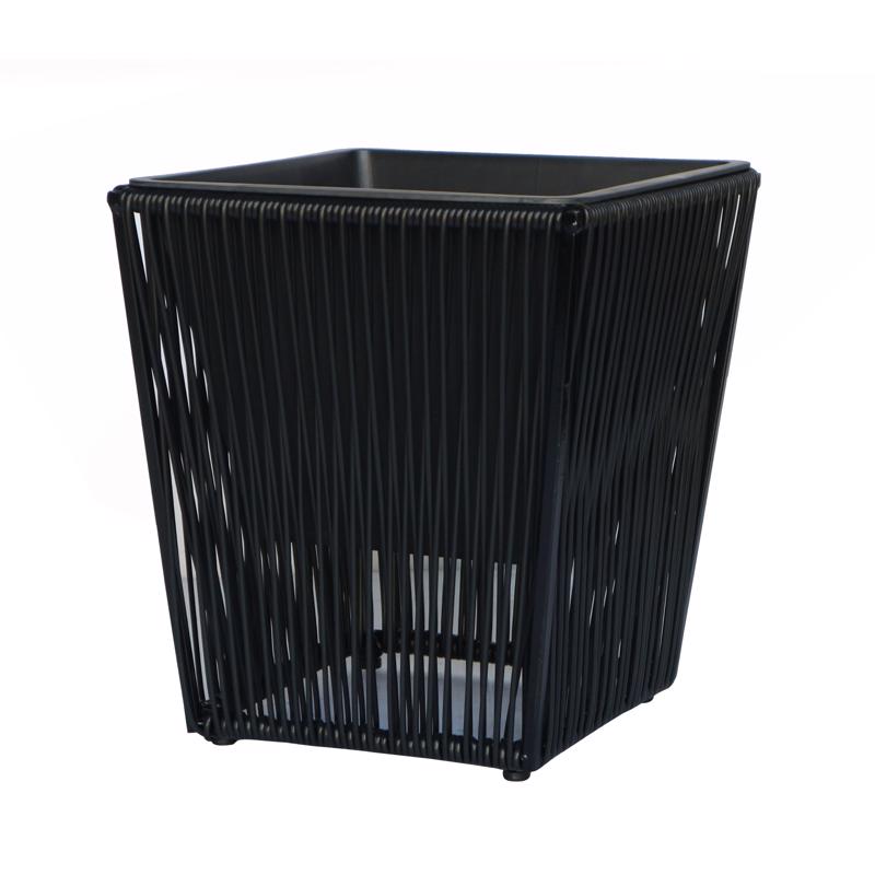 Infinity 21587-L Poly Rattan Planter, Black, Metal/Plastic