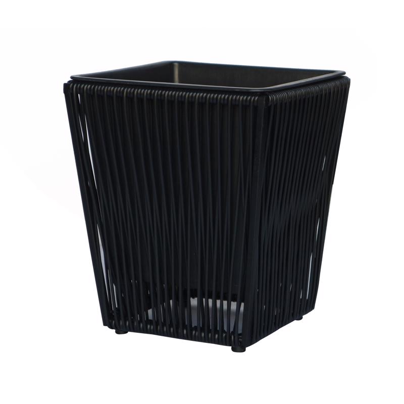 Infinity 21587-S Poly Rattan Planter, Black, Metal/Plastic