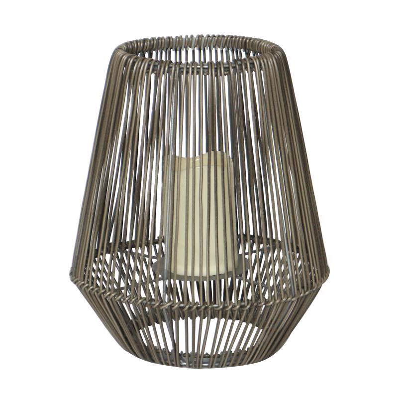 Infinity 21855A Poly Rattan Lantern, Gray, Metal/Resin