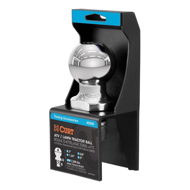 Curt 40098 Hitch Ball, Chrome, Carbon Steel