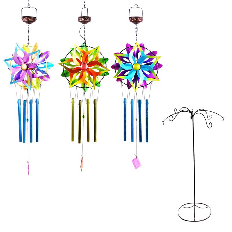 Alpine LJJ1968A Solar Kinetic Spinner Wind Chime, Assorted Color