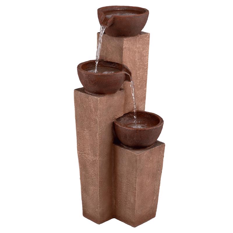 Alpine Polyresin Brown 35 in. H Layered Pot Tiered Fountain