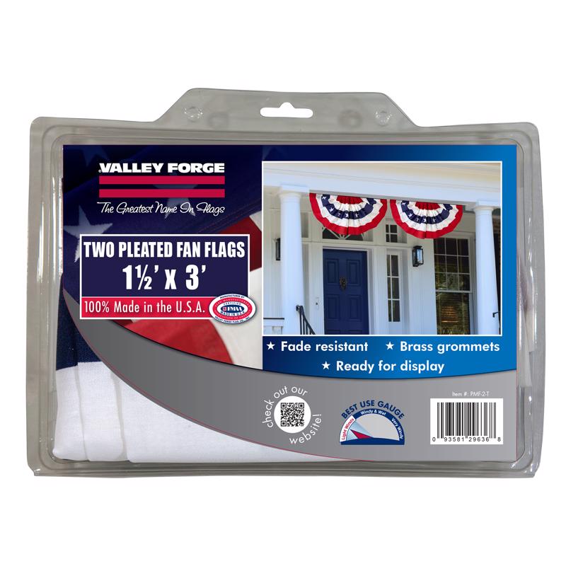 Valley Forge American Pleated Flag 18 in. H X 36 in. L