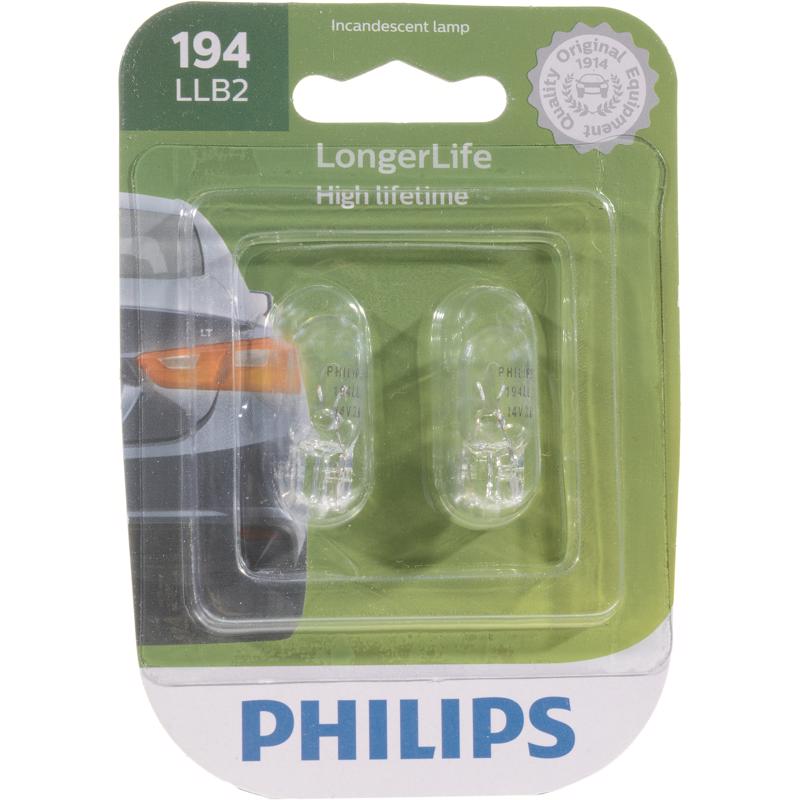 Philips 194LLB2 LongerLife Incandescent Miniature Automotive Bulbs, 14 Volt