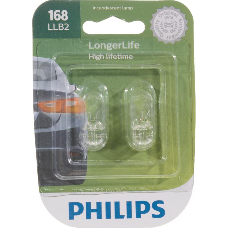 Philips 168LLB2 Incandescent Miniature Automotive Bulbs, 12 Volt