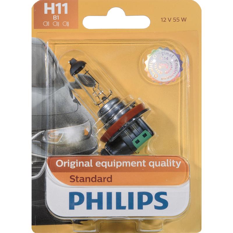 Philips H11B1 Standard Halogen Low Beam Automotive Bulb, 55 Watts, 12 Volt