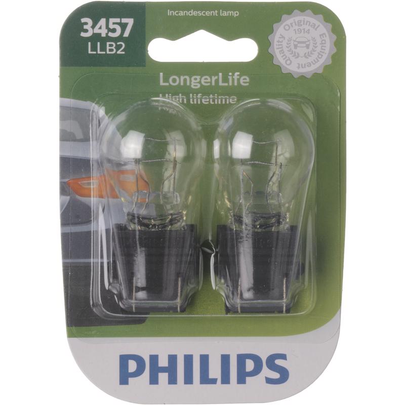 Philips 3457LLB2 LongerLife Miniature Automotive Bulbs, 14 Volt
