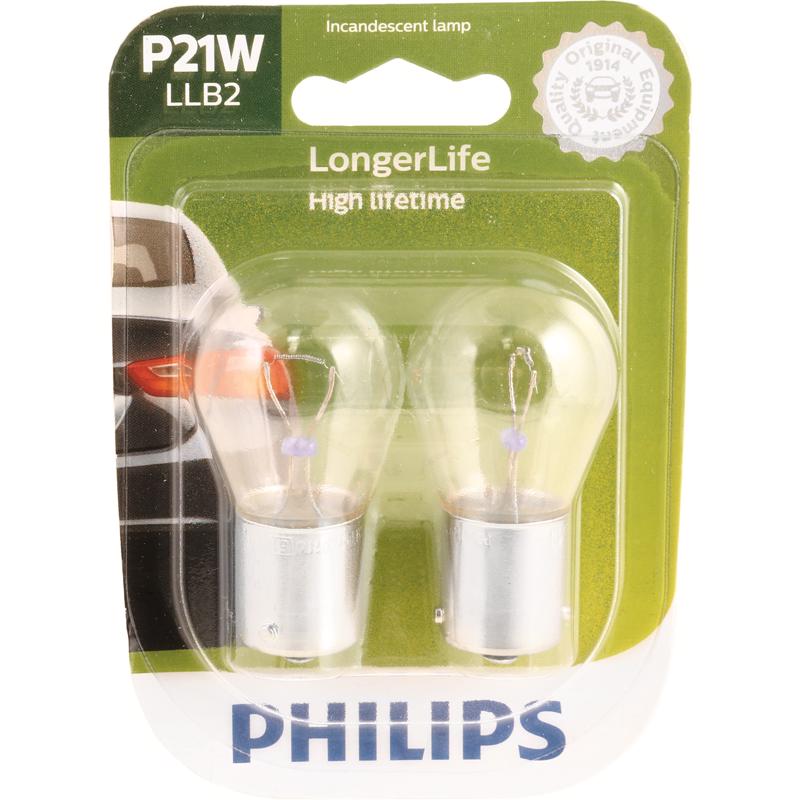 Philips P21WLLB2 LongerLife Incandescent Miniature Automotive Bulbs, 12 Volt