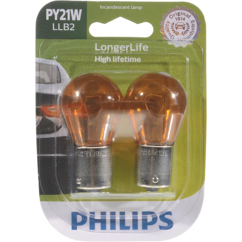 Philips PY21WLLB2 LongerLife Miniature Automotive Bulb, 12 Volt