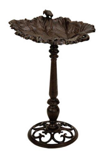 Astonica 50808218 Great Leaf Cast Iron Birdbath, 13.4" x 15.8" x 24.2"