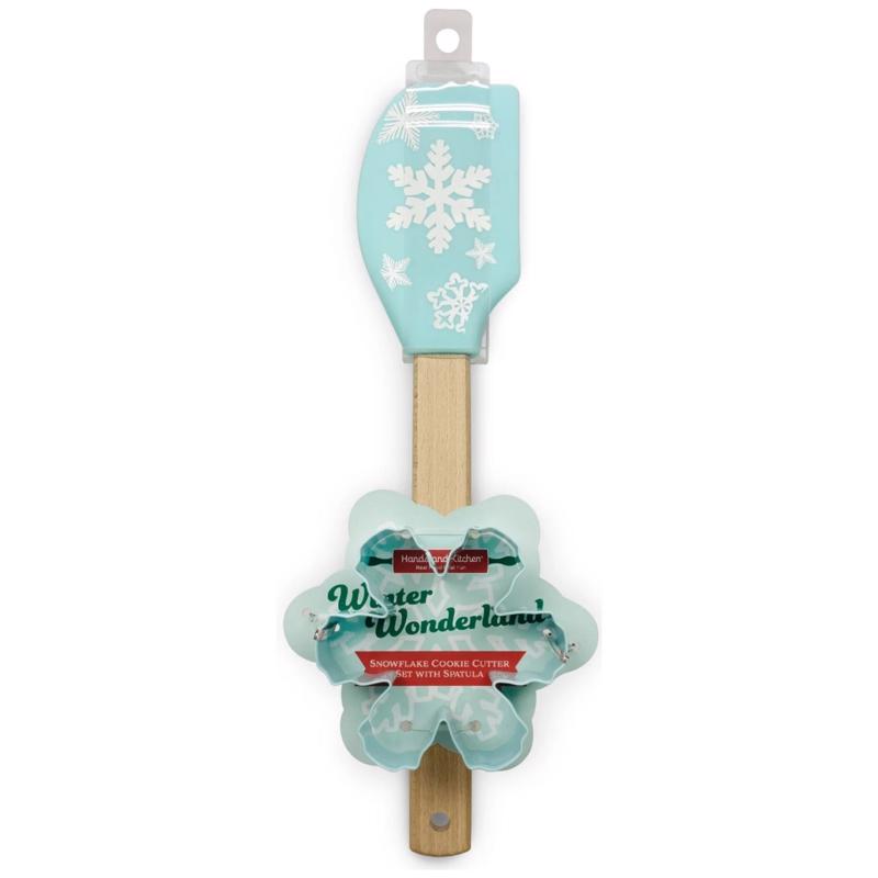 Handstand Kitchen BKS-SFKSPCC Winter Wonderland Snowflake Cookie Cutter with Spatula, Silicone