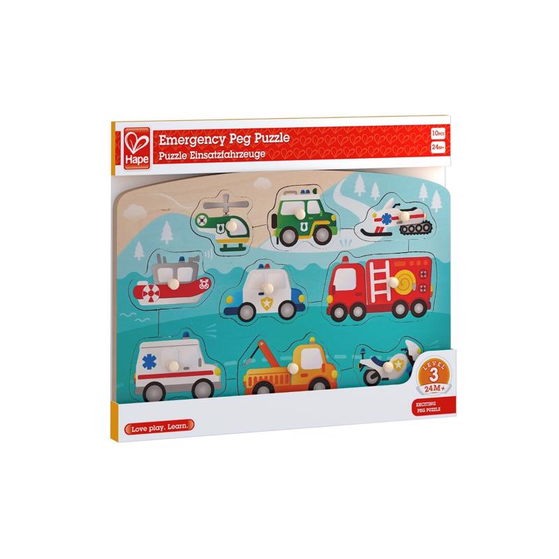 Hape E1406 Emergency Peg Puzzle, Wood, Multicolored