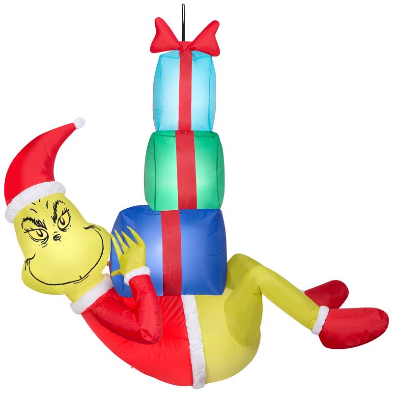 Dr. Seuss 114463 Christmas Airblown Inflatable Hanging Grinch With Presents, 4 Feet