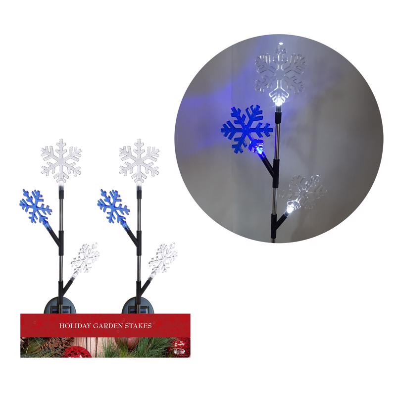 Alpine RGG413BB Christmas Snowflake Garden Stake, 33 Inch