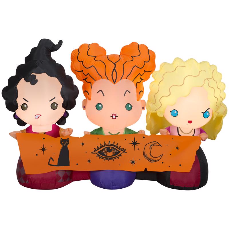 Gemmy 220556 Airblown Halloween Hocus Pocus Sanderson Sisters with Banner, 3.5 Feet