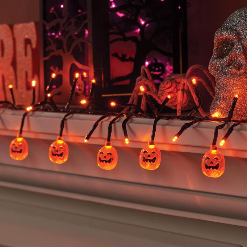 Celebrations 34967-71 LED Halloween Pumpkins Lights, Orange