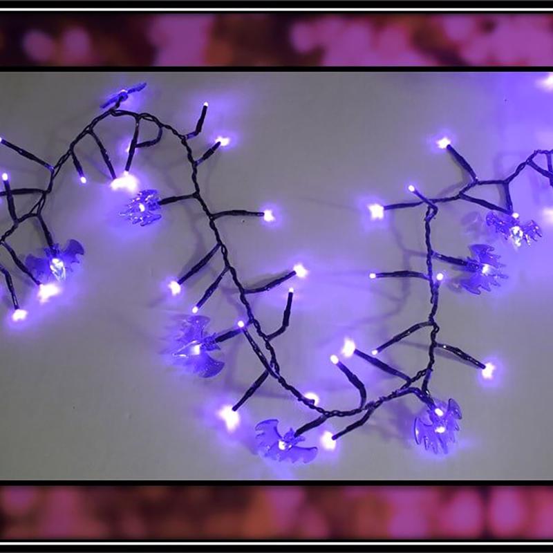 Celebrations 34968-71 LED Bat Halloween Garland Lights, Purple