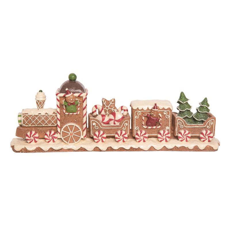 Transpac TC01139 Gingerbread Train Indoor Christmas Decor, Multicolored, 6.5 inches