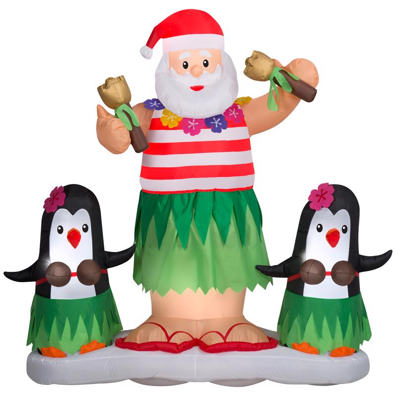 Gemmy 882501 Airblown Christmas Animated Hula Santa Dance/Penguin Scene, 5.5 Feet