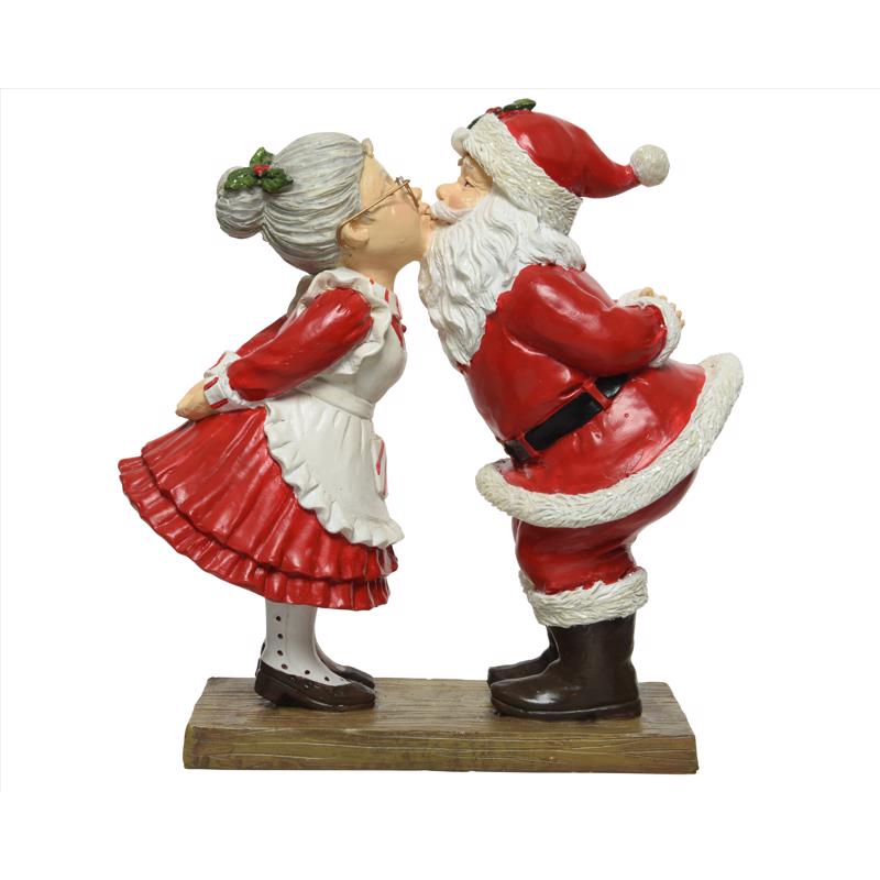 Decoris 520504 Christmas Kissing Santa & Mrs Claus Figurine, Polyresin