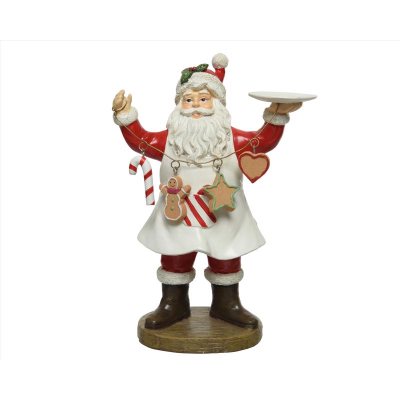 Decoris 520507 Christmas Santa Baking Cookies Figurine, Multicolored