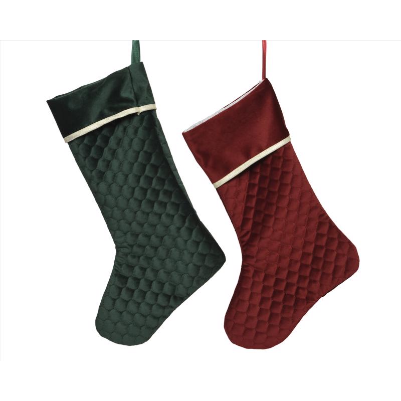 Decoris 644791 Solid Velvet Christmas Stocking, Assorted Color