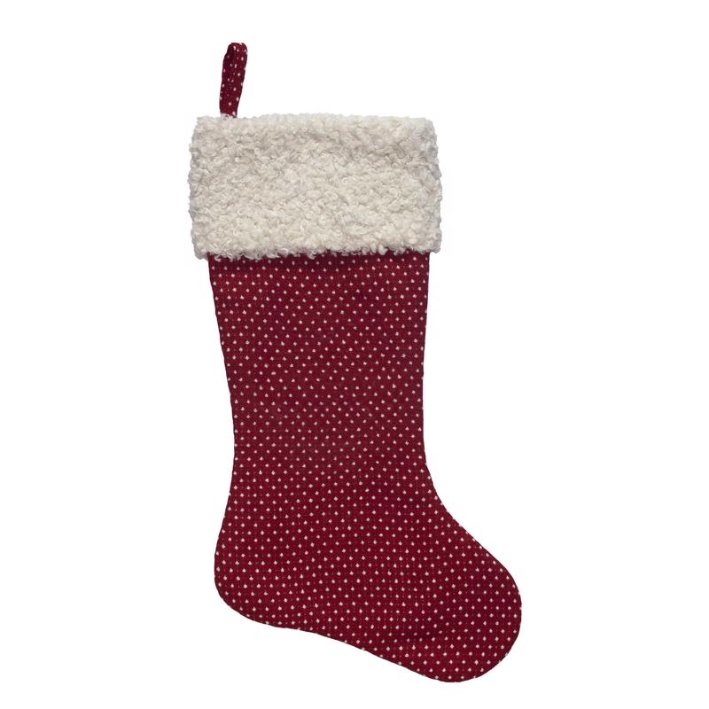 Dyno 1201309-1AC Dot with Sherpa Cuff Christmas Stocking, Red/White