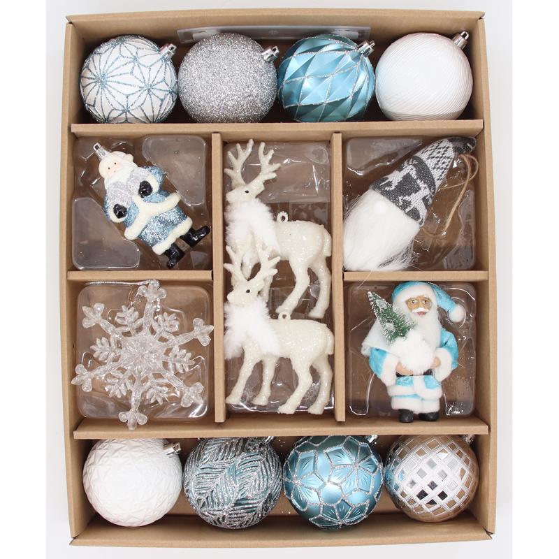 Celebrations C-23072 C Frosty Christmas Ornaments, Blue/Silver/White