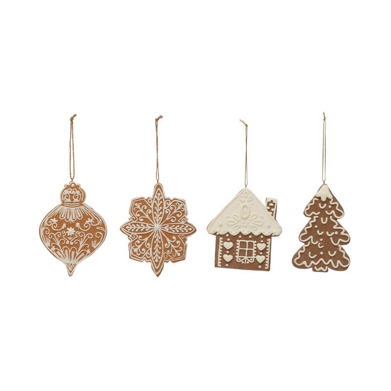 Creative Co-op XS1597A Gingerbread Cookie Christmas Ornament, Brown