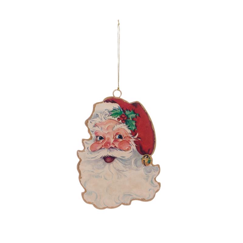 Creative Co-op XM5205 Vintage 2-Sided Santa Ornament, Multicolored, 5 inches