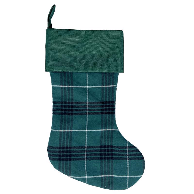 Celebrations 23F02944RS Home Plaid Christmas Stocking, Green